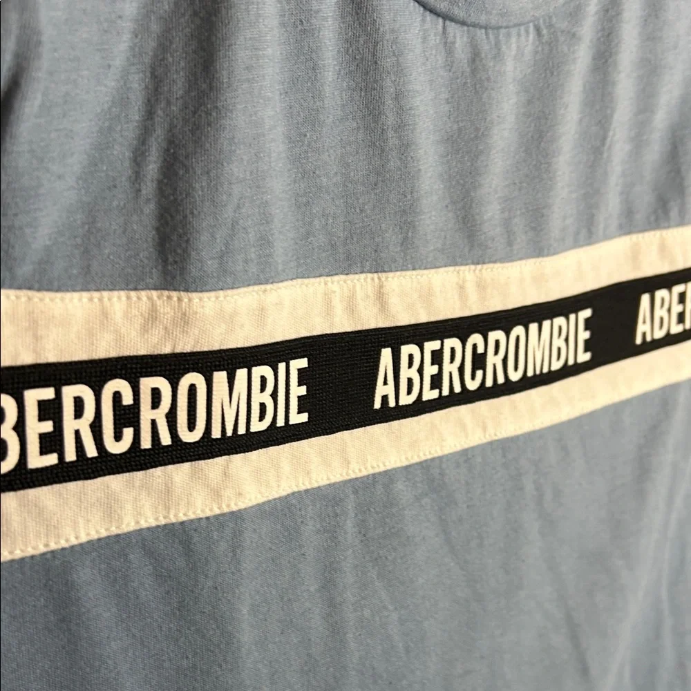 Abercrombie & Fitch Blue Tee with Logo Stripe